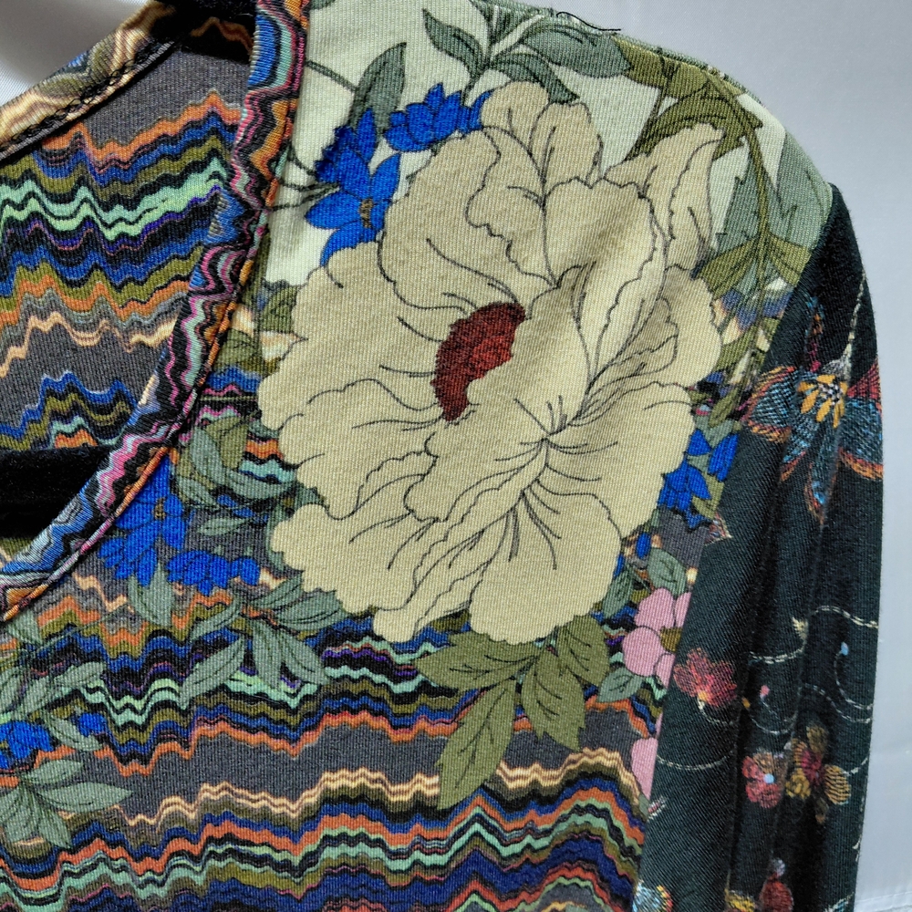 Retro Floral Long Sleeve Top - Black/Multi - Picture 6 of 7